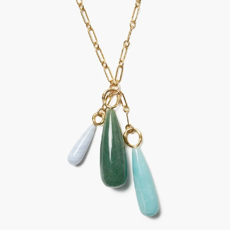 women's necklaces with gemstone accent -Castillo Pendant Necklace in Green Mix