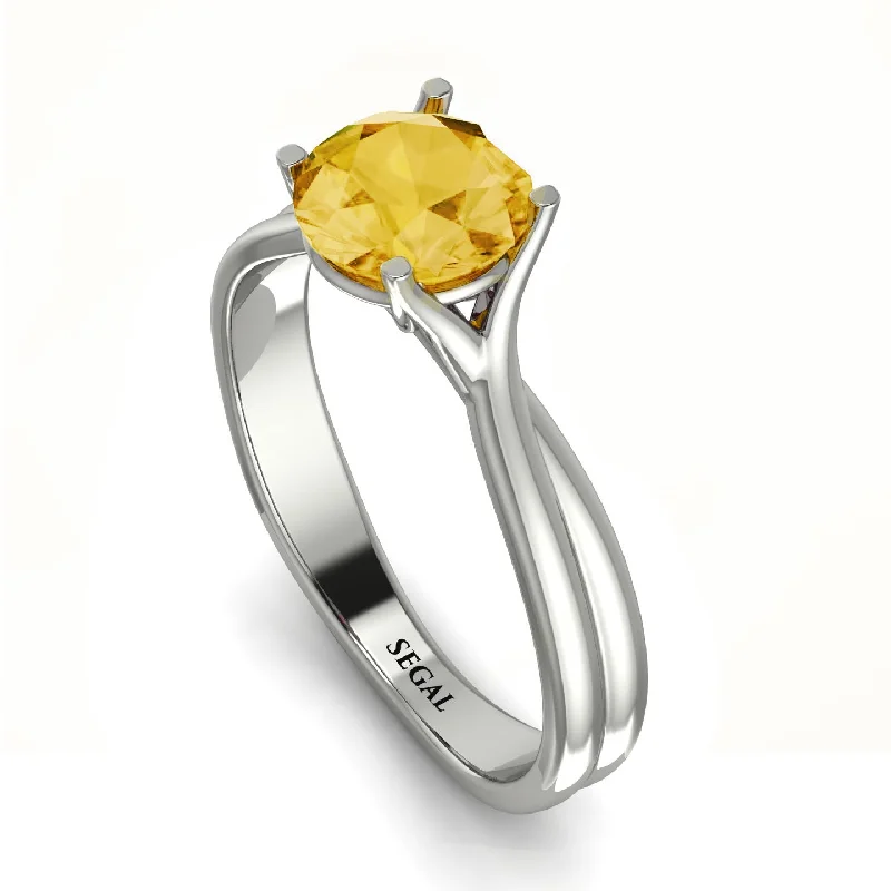 women's engagement rings with matching wedding band -Solitaire Twist Shank Citrine Ring - Eleanor No. 603