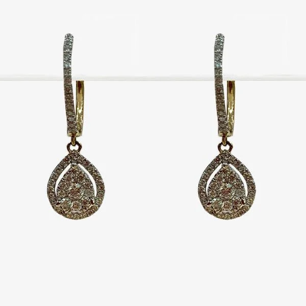 women's earrings with chunky style -14k Yellow Gold Diamond Earrings