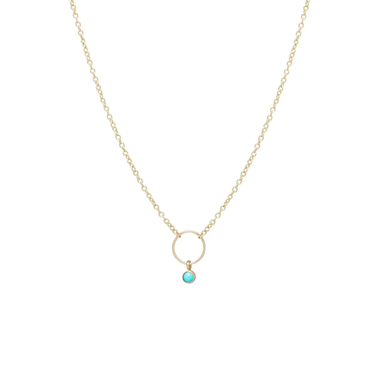 women's necklaces with gemstone -14k Gold Dangling Bezel Turquoise Circle Necklace