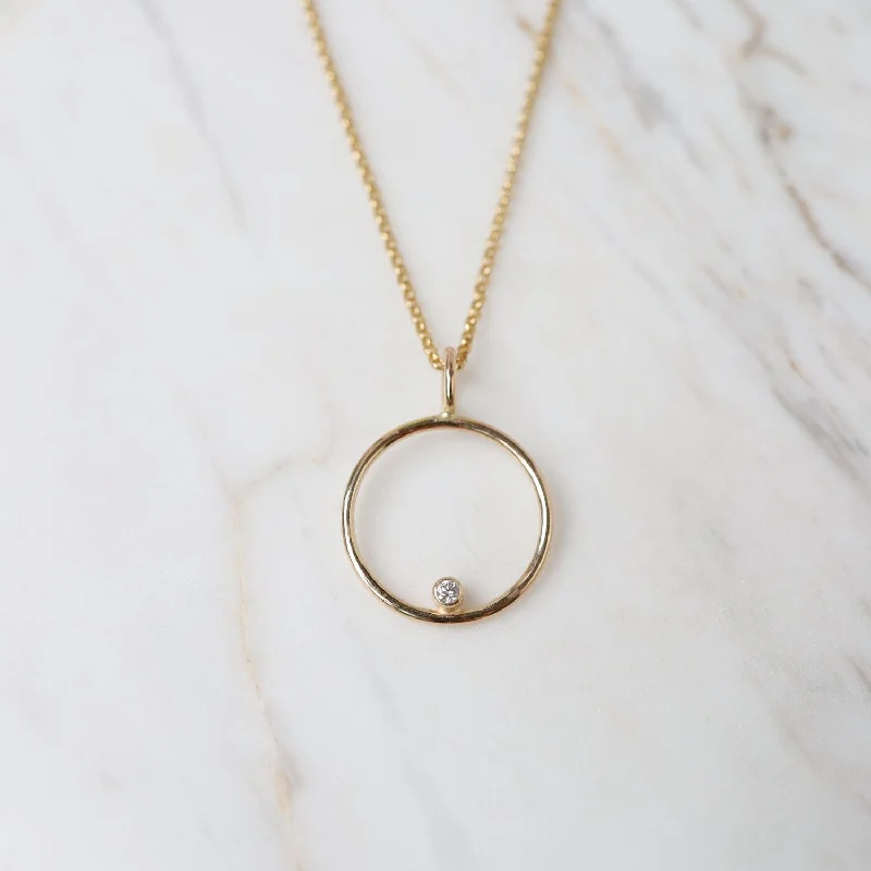 women's necklaces with geometric pendant -Helios Necklace -14k Gold & White Diamond