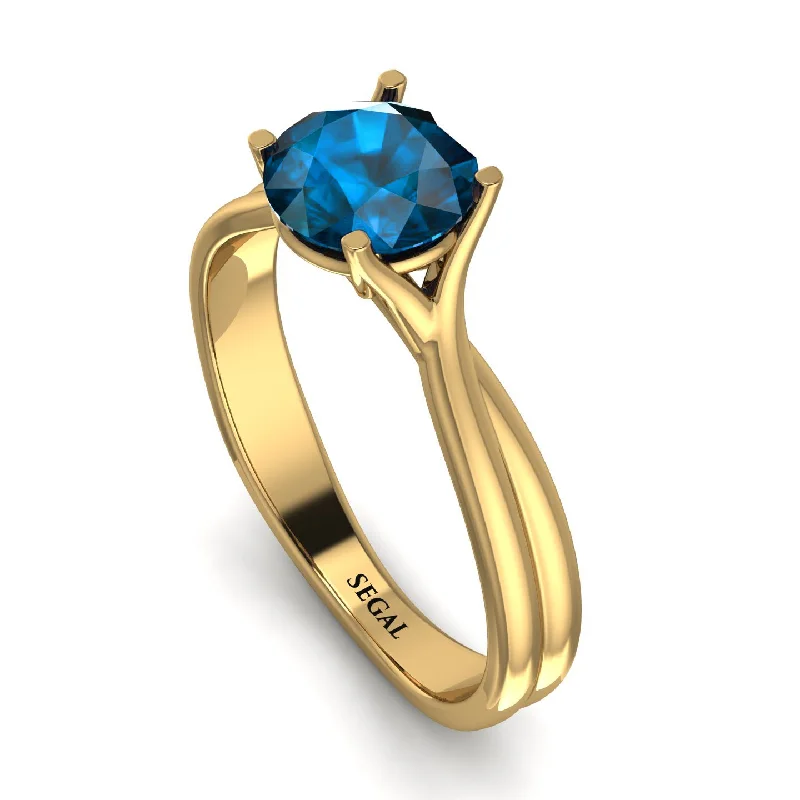 women's engagement rings with custom stone choice -Solitaire Twist Shank Blue Topaz Ring - Eleanor No. 501