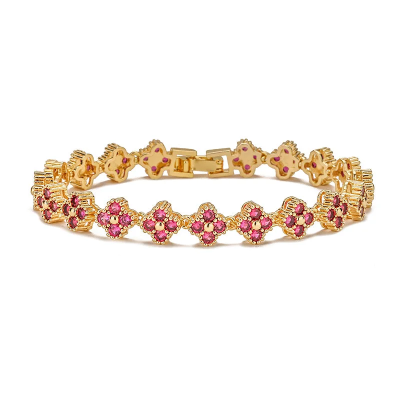 Gold Rose Red Diamond Bracelet 1