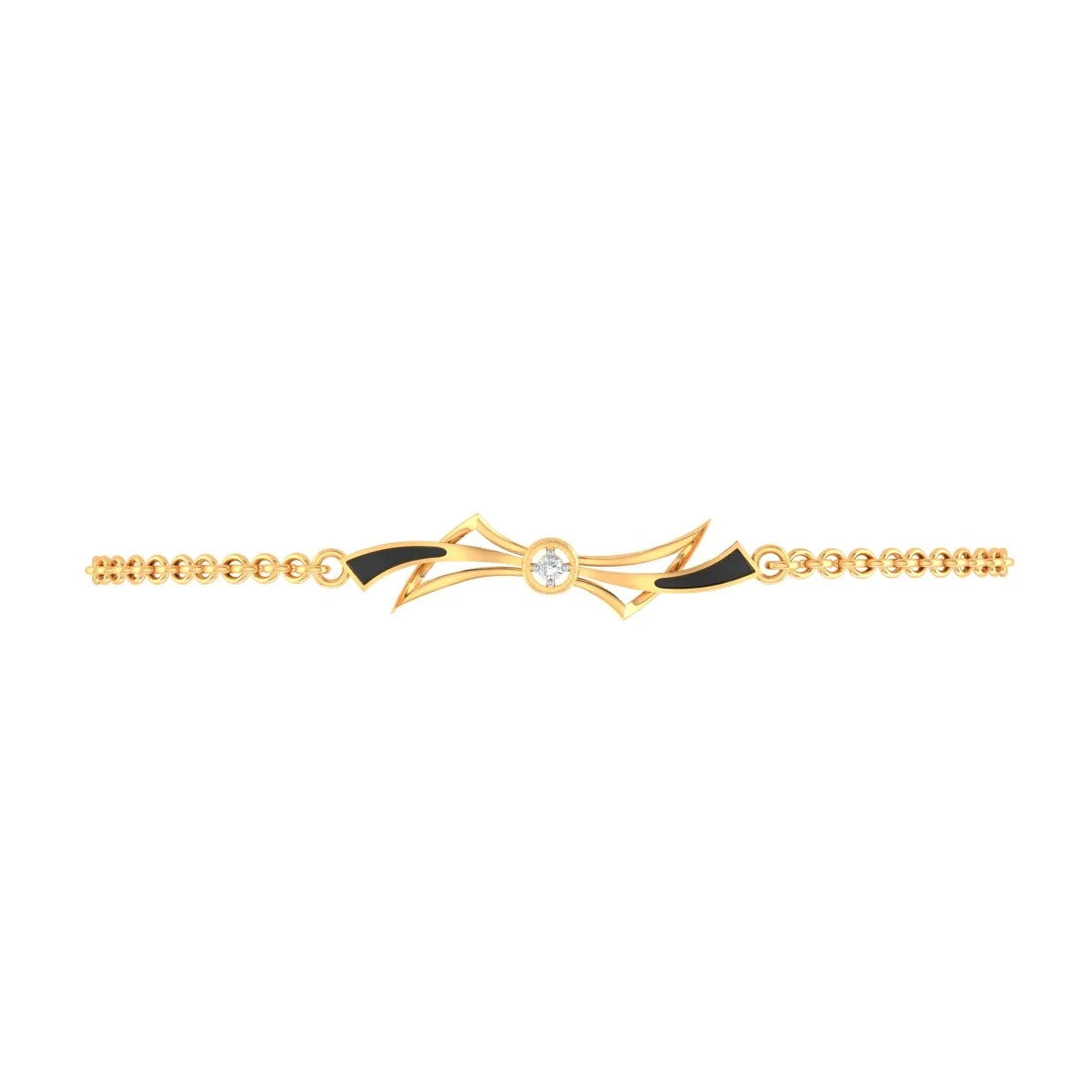 women's bracelets with custom engraving -22K (916) Gold Bracelet Knot Design With Black Meena And Stone Centerpiece