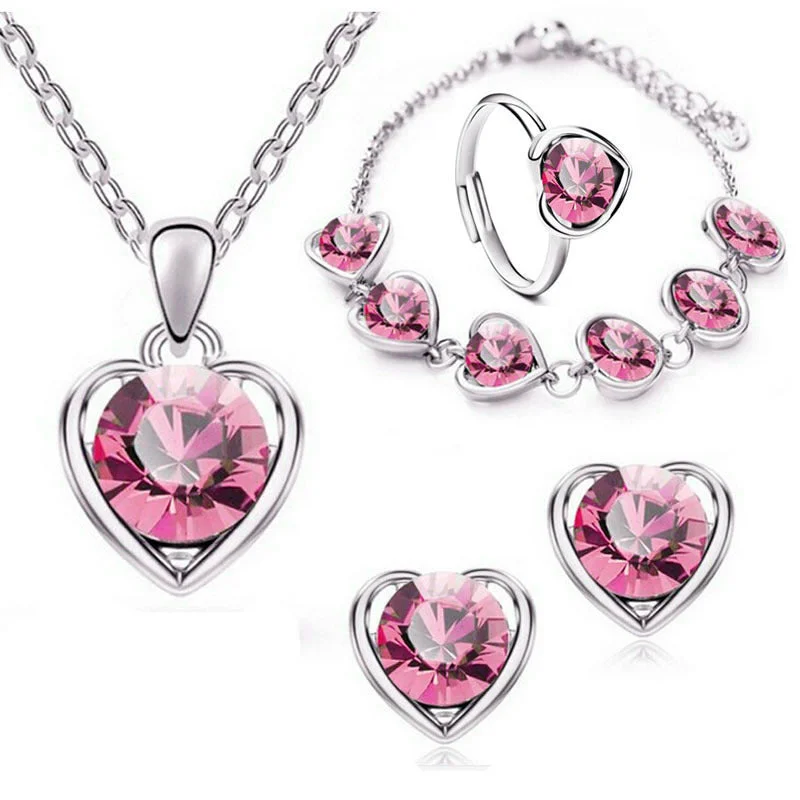 Four-Piece Set (Silver Rose Red)