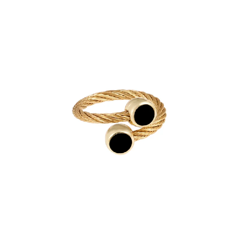 Gold Black Circle Ring