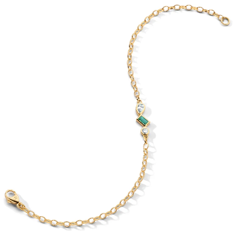 women's bracelets with bangles -Trio Diamond and Emerald Tennis Bracelet