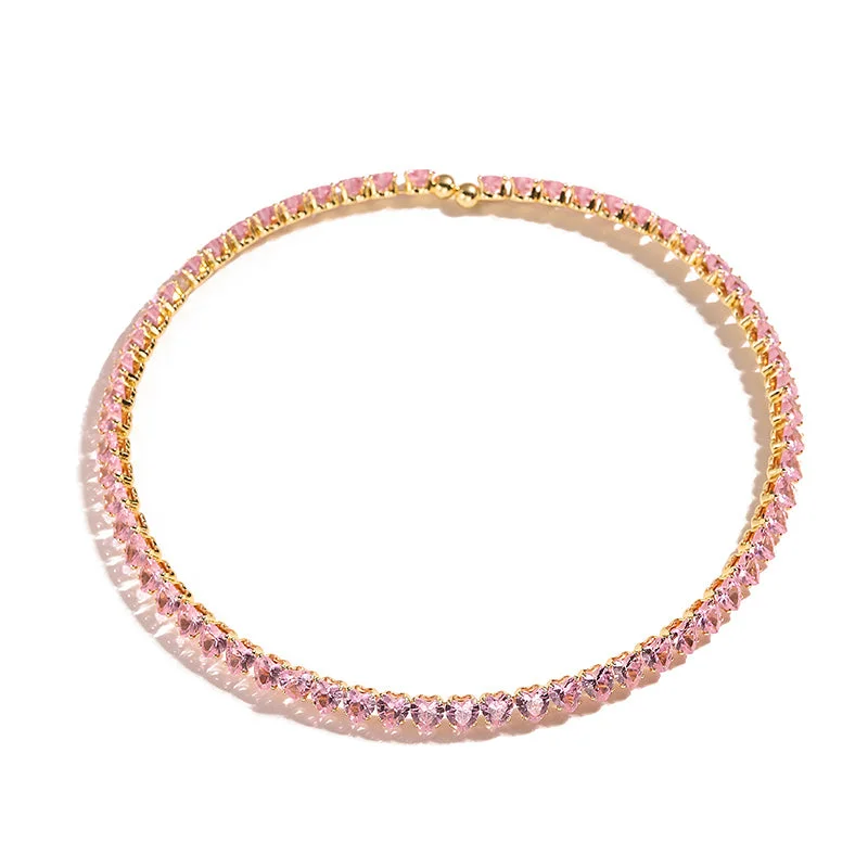 Gold Pink Diamond Heart Necklace