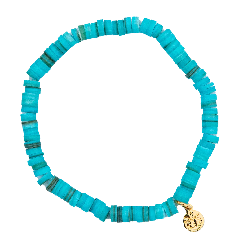 women's bracelets with soft leather strap -Blue Lagoon Shell Bracelet