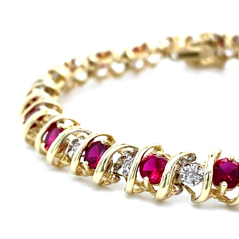 women's bracelets with fashion-forward design -Estate Synthetic Ruby Bracelet