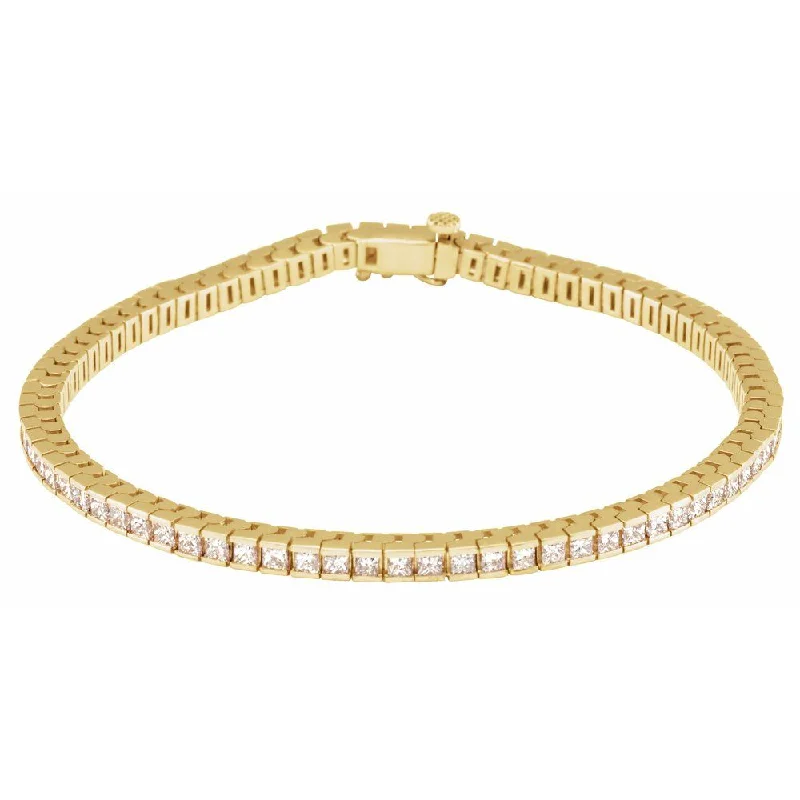 women's bracelets with gemstone -14K Gold 3 9/10 CTW Natural Diamond Line 7 1/4" Bracelet