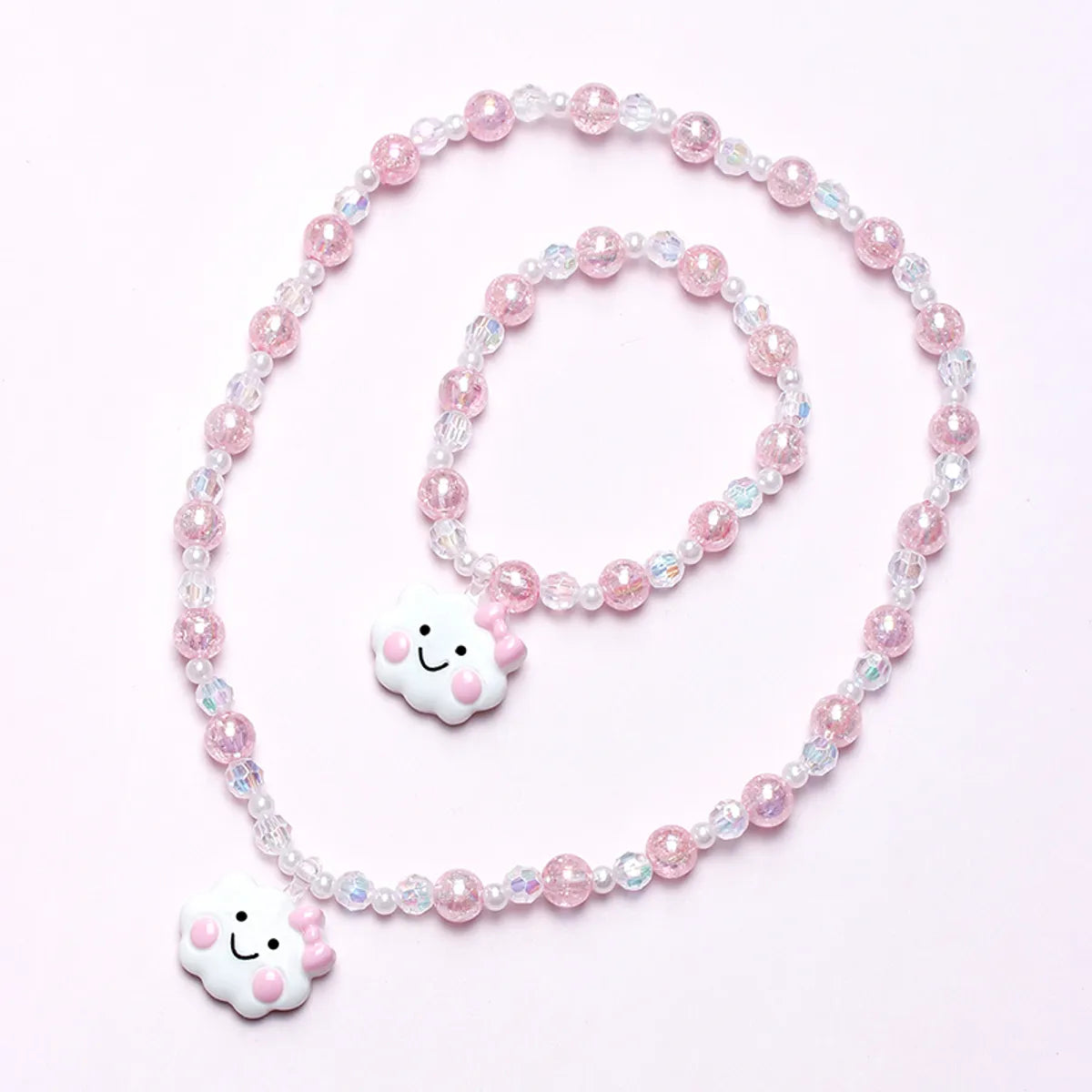 women's bracelets with minimalist bangles -Princess Sweet Pastoral Clouds Plastic Resin Beaded Girl's Bracelets Necklace