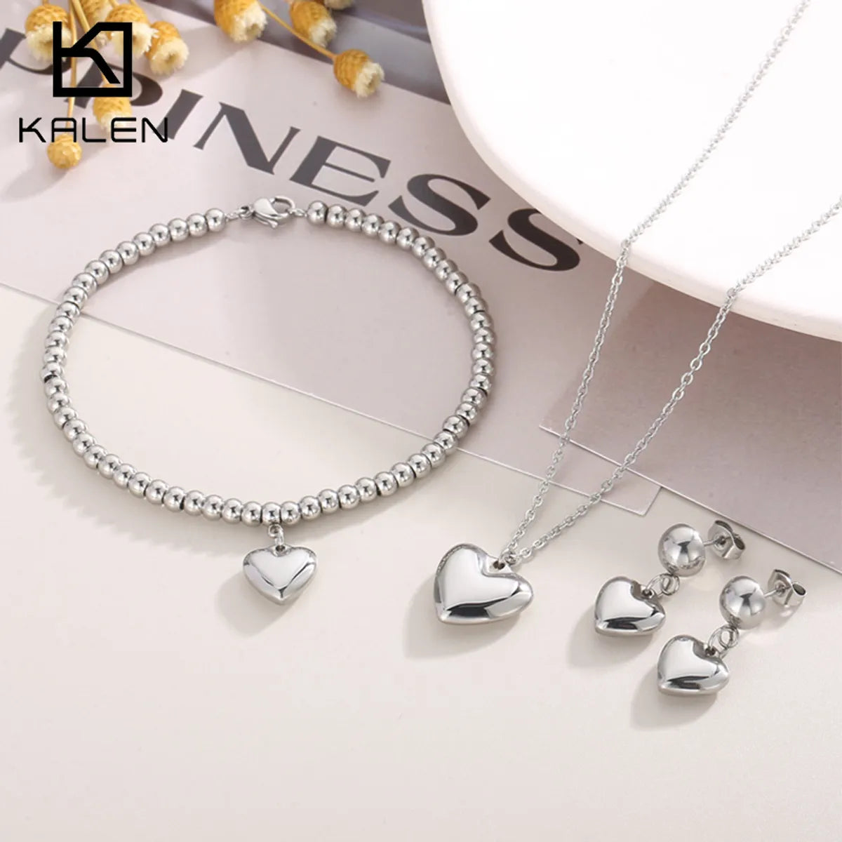 women's bracelets with modern aesthetic -Modern Style Heart Shape Titanium Steel Plating 18k Gold Plated Bracelets Earrings Necklace