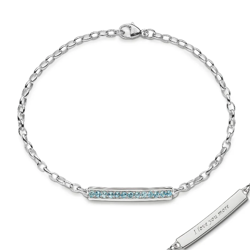 women's bracelets with bold bangles -"I Love You More" Aquamarine Poesy Bracelet