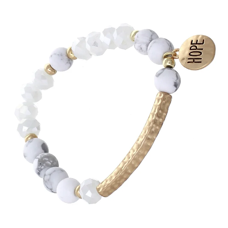 women's bracelets with studded design -"Hope" Natural Stone Bracelet with Charm