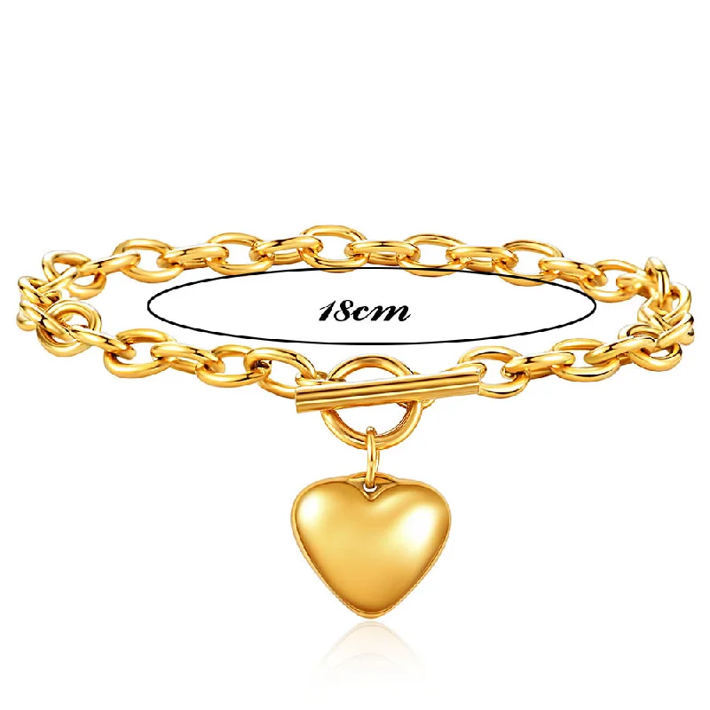 women's bracelets with fashion-forward design -Wholesale Fashion Heart Shape Titanium Steel Plating Bracelets Necklace