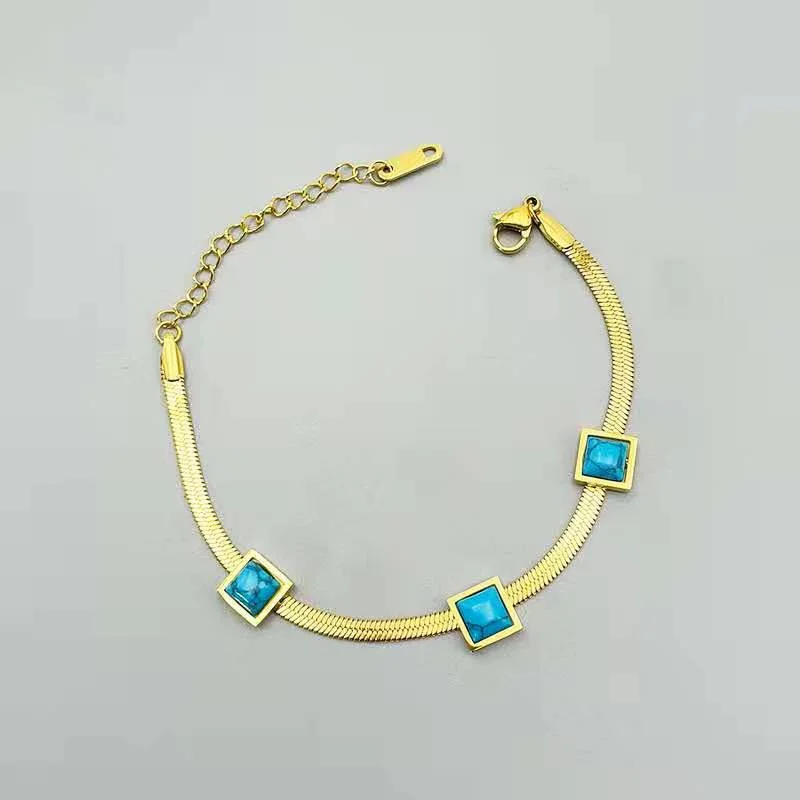 Jye2131 Bracelet Gold Five Turquoise