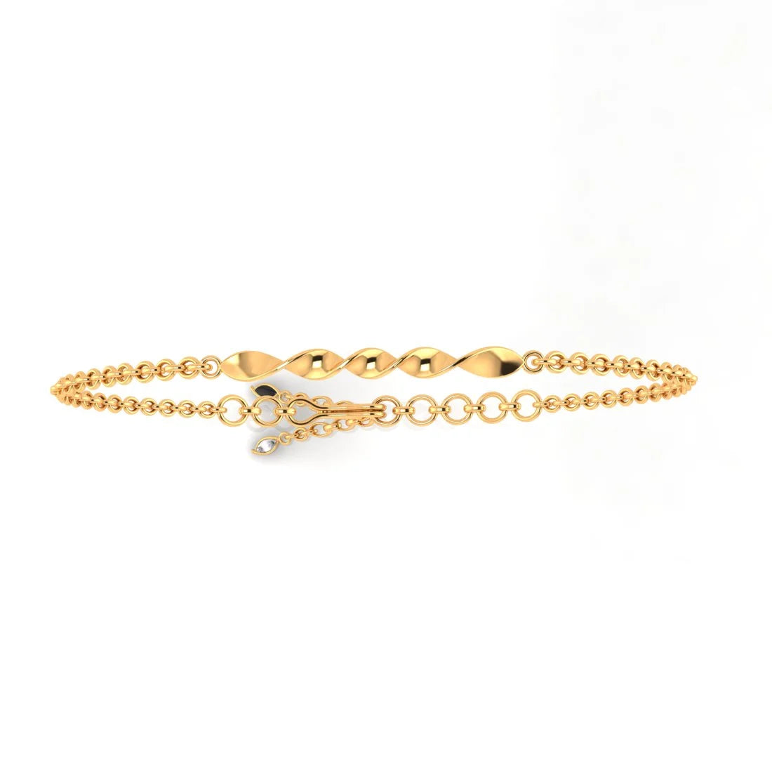 women's bracelets with interlocking rings -22K (916) Gold Bracelet Twisted Rope Design With Interlinking Chains