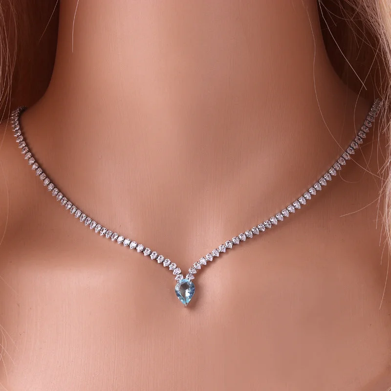 Platinum Light Blue Necklace