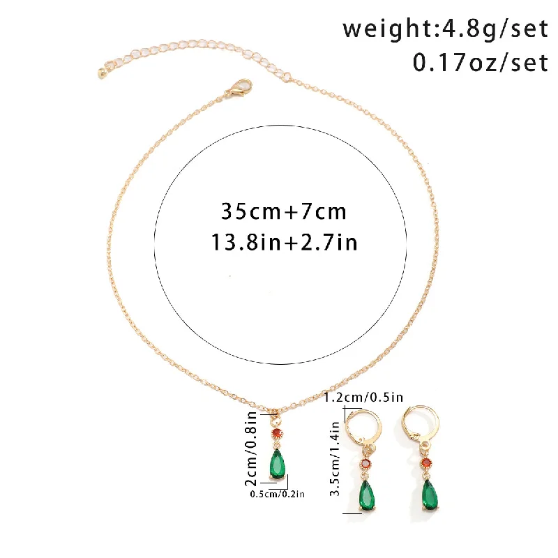 women's bracelets with bangle set -Elegant Retro Simple Style Round Water Droplets Copper Inlay Zircon Bracelets Necklace