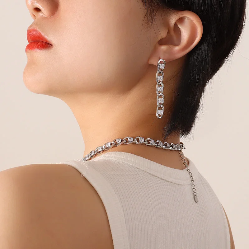 F640-Steel White Zircon Earrings