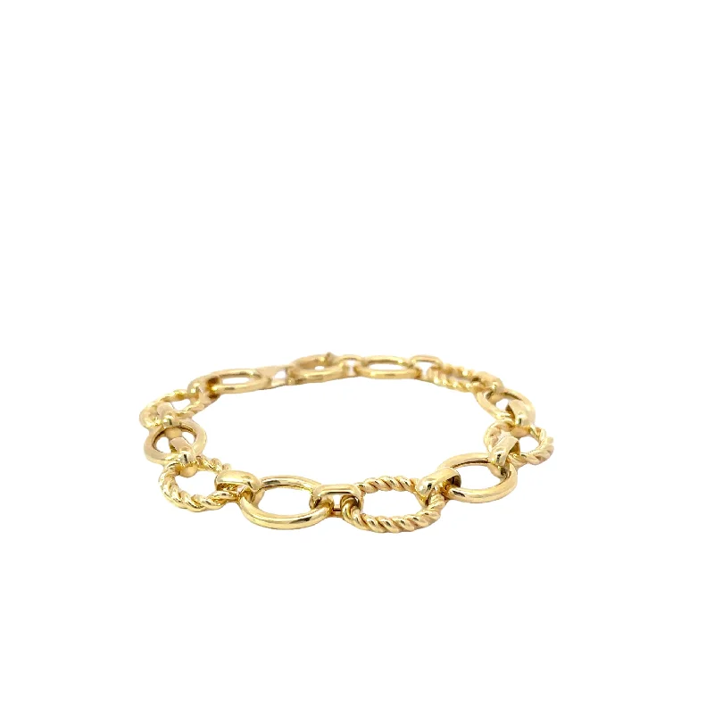 women's bracelets with bold metal band -Yellow Gold Oval Link Bracelet