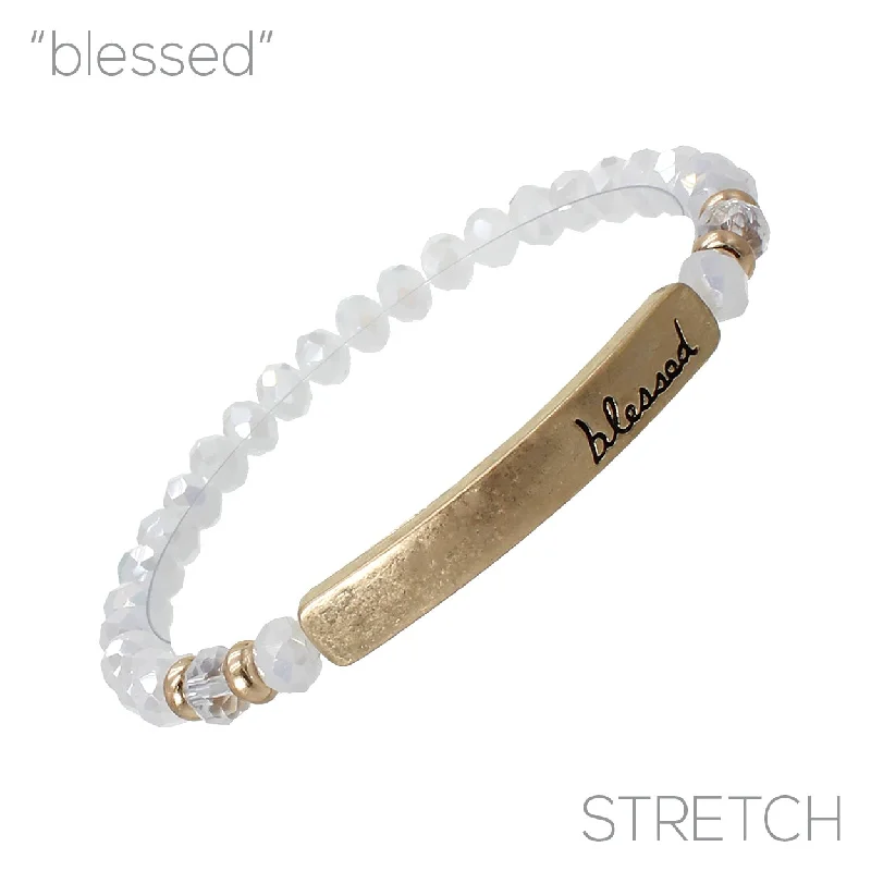 women's bracelets with woven fabric -"Faith" Glass Bead Stretch Bracelet