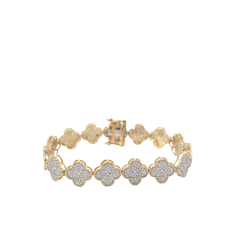 women's bracelets with antique finish -Yellow Gold Pave Set Diamond Bracelet