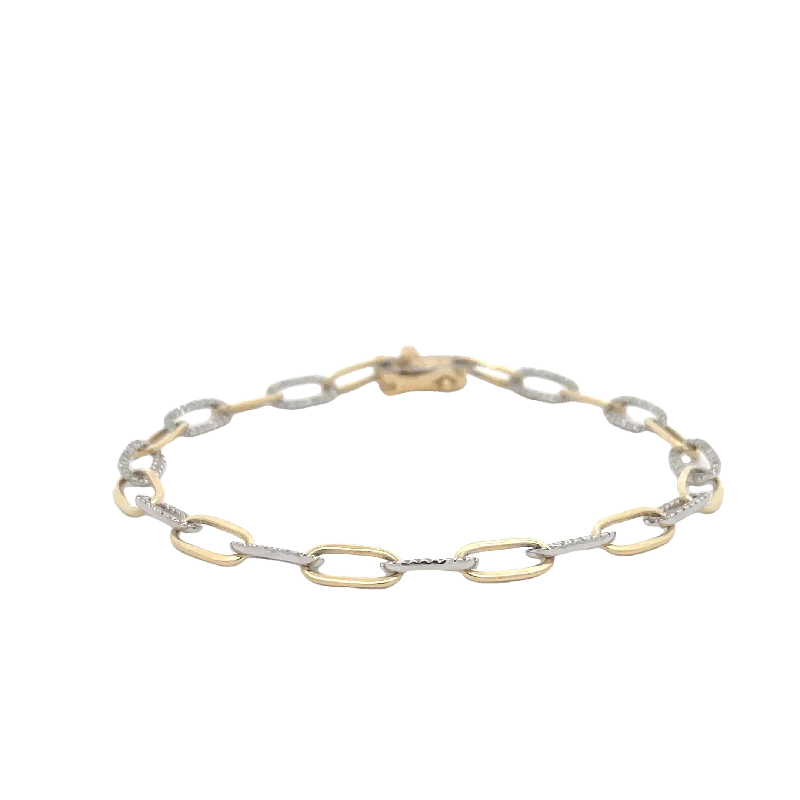 women's bracelets with celestial design -Two Tone Diamond Paperclip Bracelet