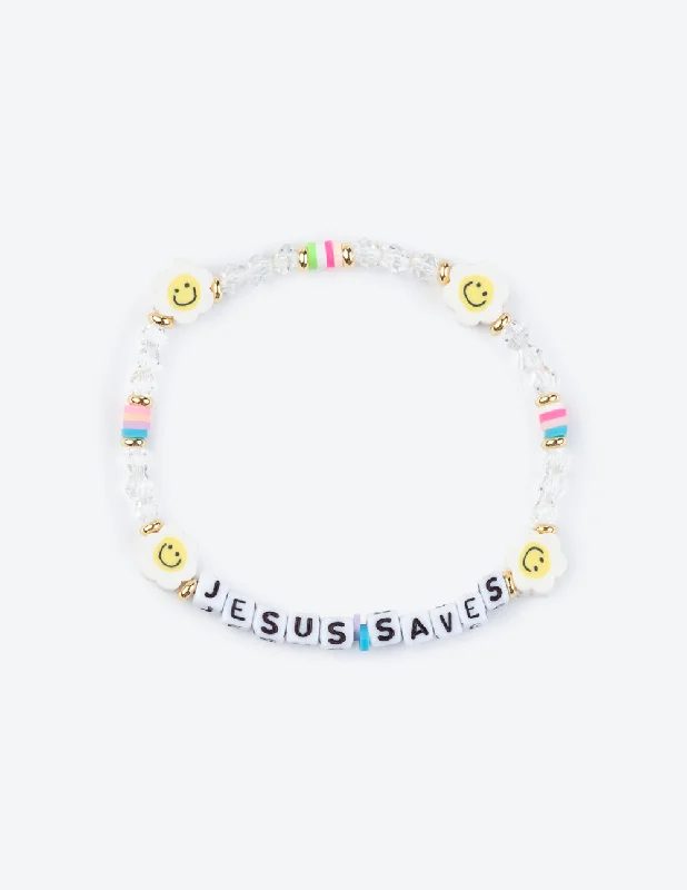 women's bracelets with antique gold design -Jesus Saves Letter Bracelet