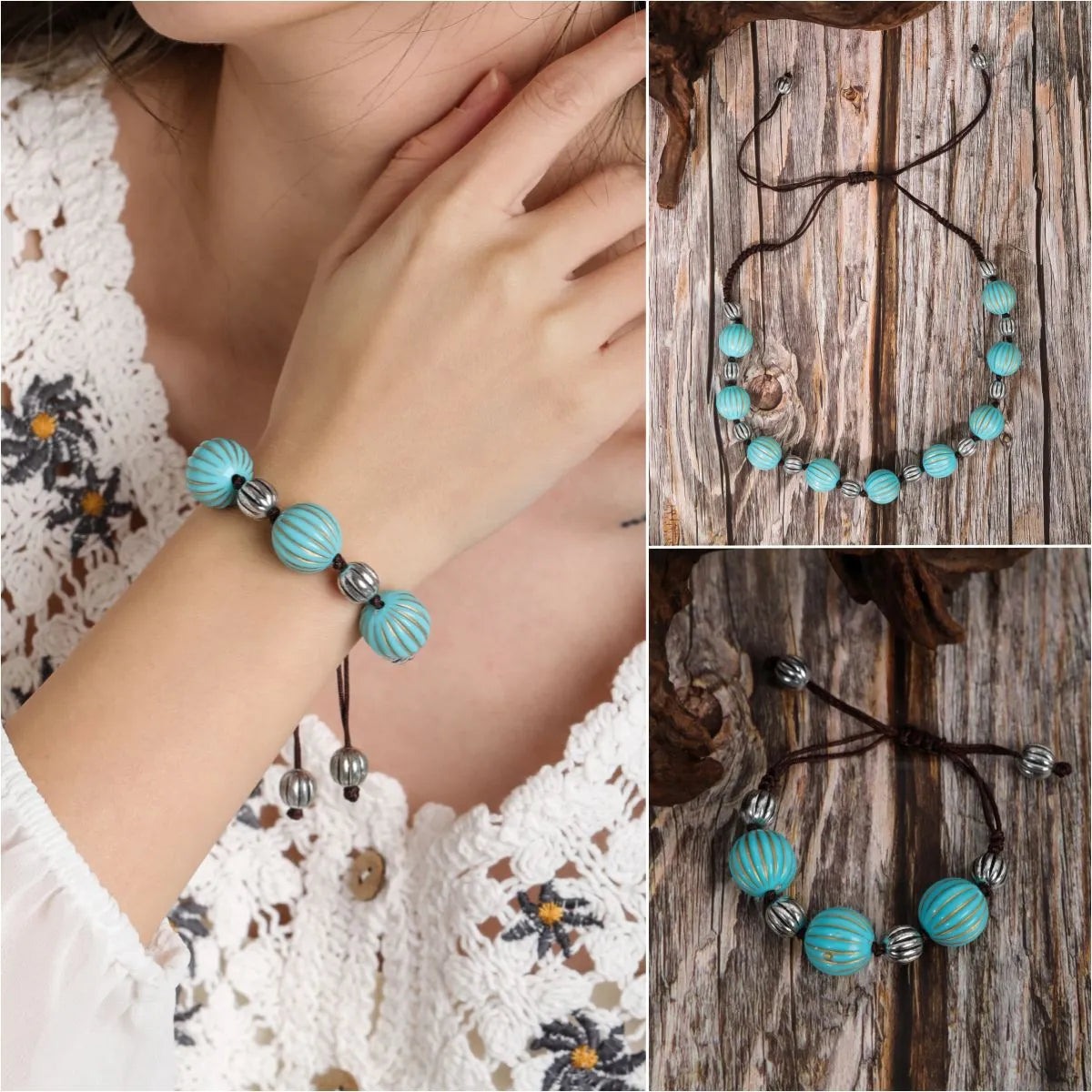 women's bracelets with sleek finish -Retro Ethnic Style Geometric Arylic Beaded Women's Bracelets Necklace