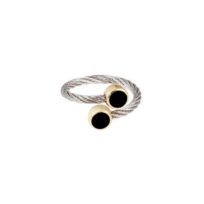 Silver Black Circle Ring