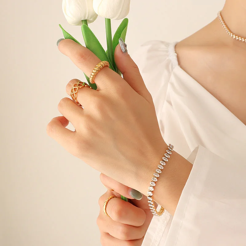 E314-White Zircon Bracelet-17cm