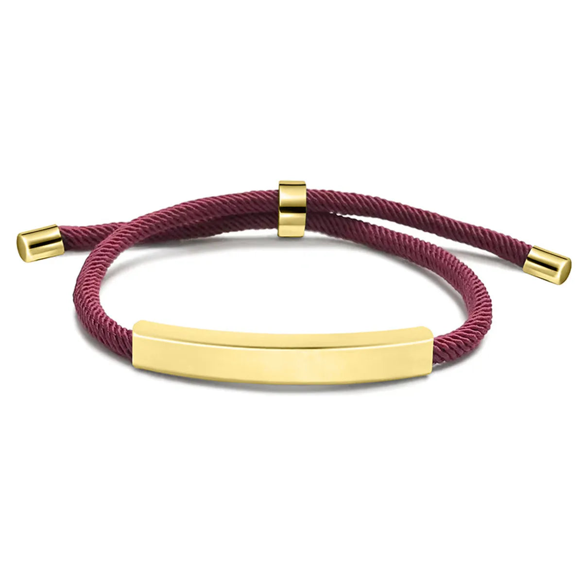 Wine Red Rope Bracelet Gold