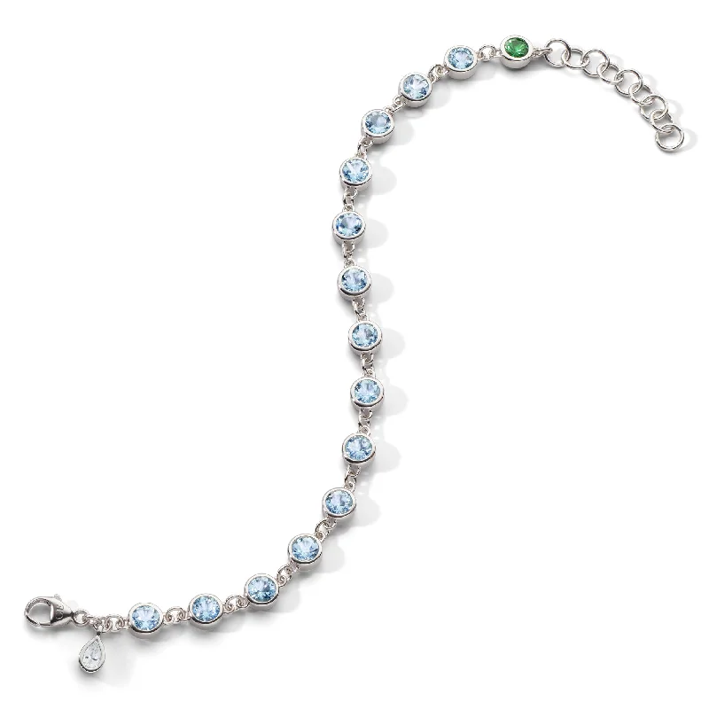 women's bracelets with minimalistic design -Bezel Set Aquamarine Tennis Bracelet