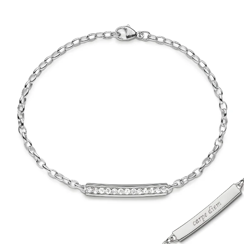 women's bracelets with charm bracelet -"Carpe Diem" White Sapphire Poesy Bracelet