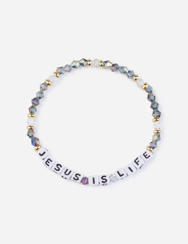 women's bracelets with cubic zirconia -Jesus is Life Letter Bracelet