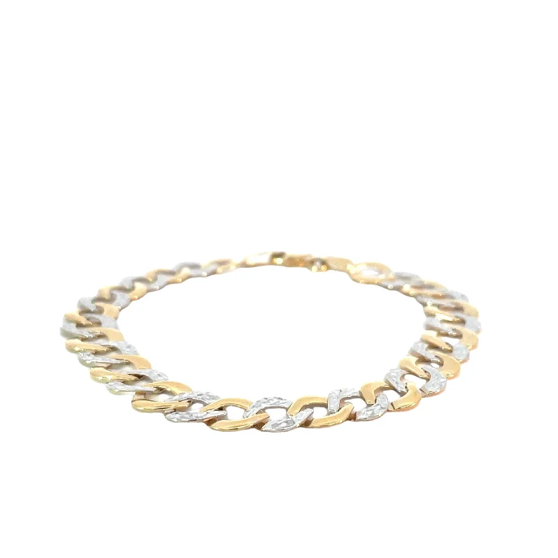 women's bracelets with bangle set -Two Tone Flat Open Link Bracelet