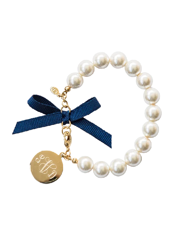 women's bracelets with diamond -Classy Girls Wear Pearls Monogram Bracelet