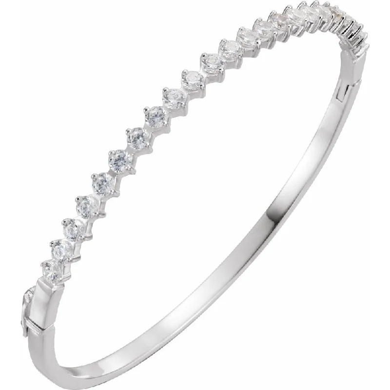 women's bracelets with diamond -Sterling Silver Imitation White Cubic Zirconia Bracelet