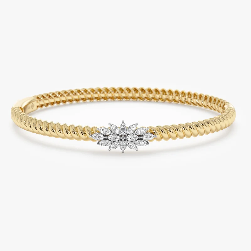 women's bracelets with antique finish -Twisted Texture Diamond Bracelet, Simone