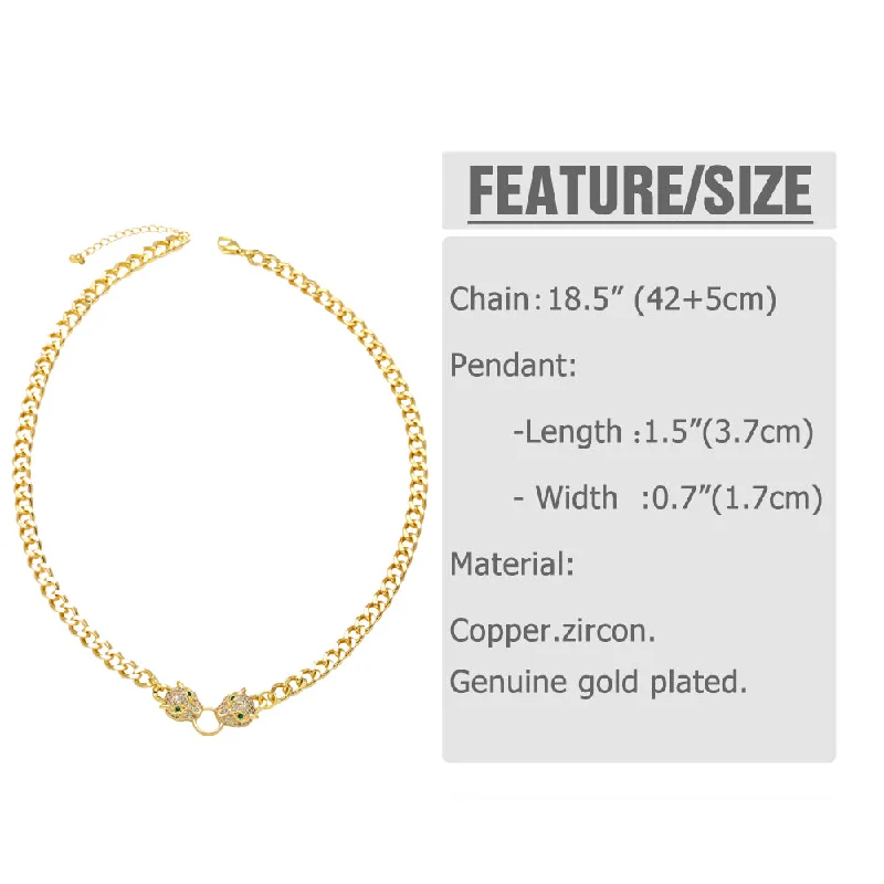 women's bracelets with leather wrap -1 Piece Hip-hop Cheetah Copper Plating Inlay Zircon 18k Gold Plated Women's Bracelets Necklace