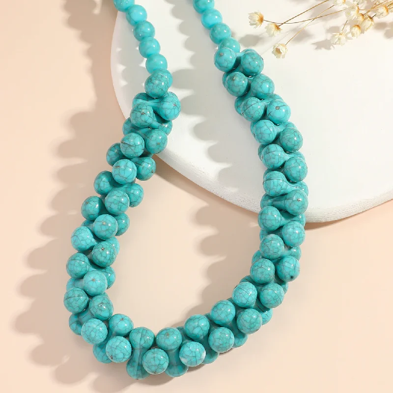 women's bracelets with antique finish -Bohemian Solid Color Plastic Beaded Women's Bracelets Necklace