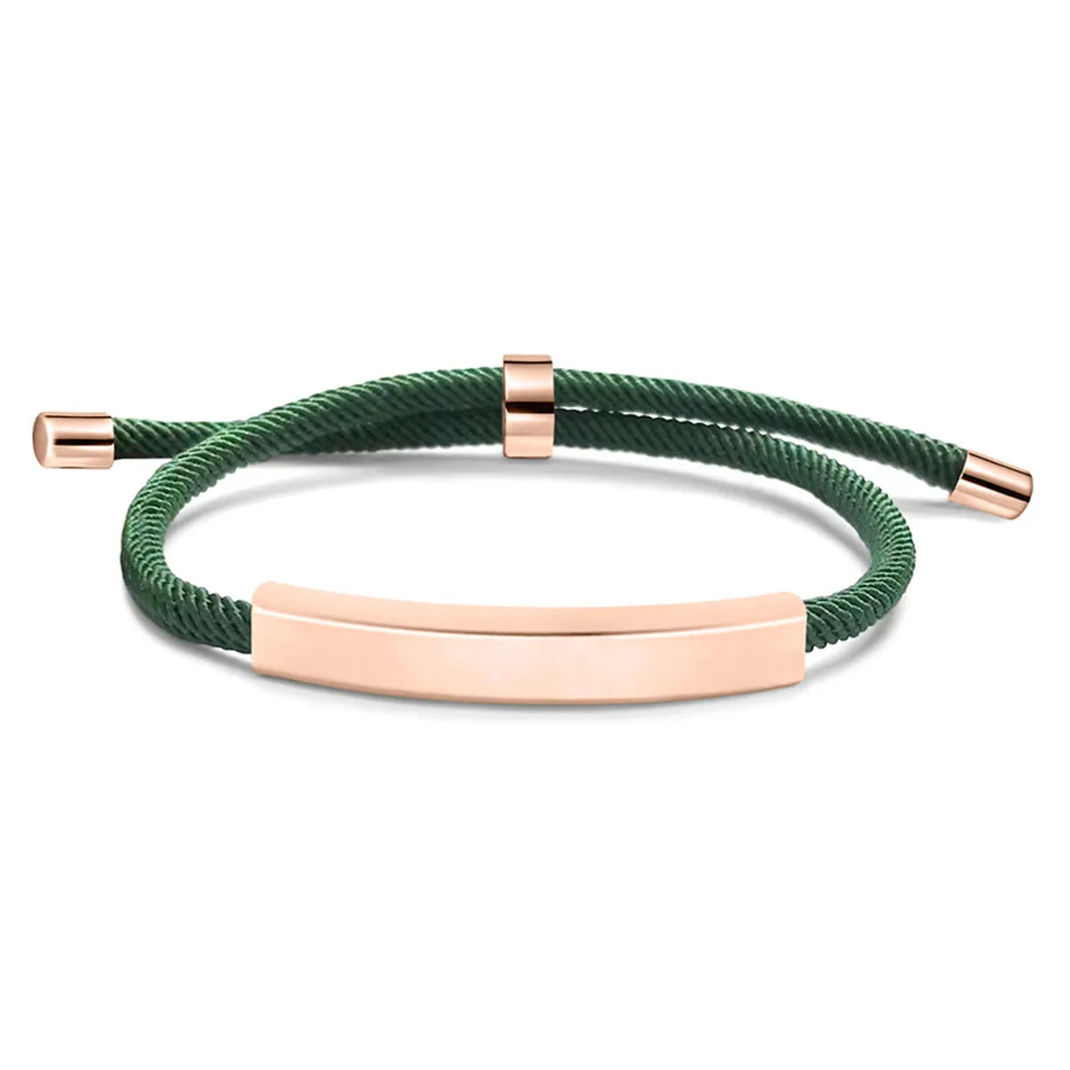 Green Rope Bracelet Rose Gold