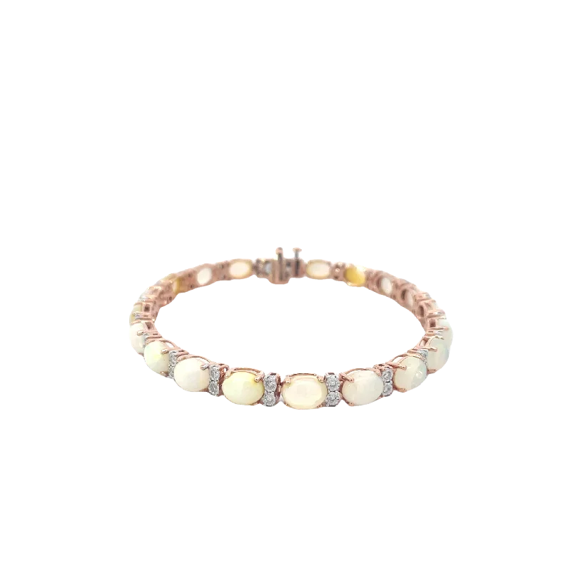 women's bracelets with sleek finish -Rose Gold Diamond Opal Bracelet