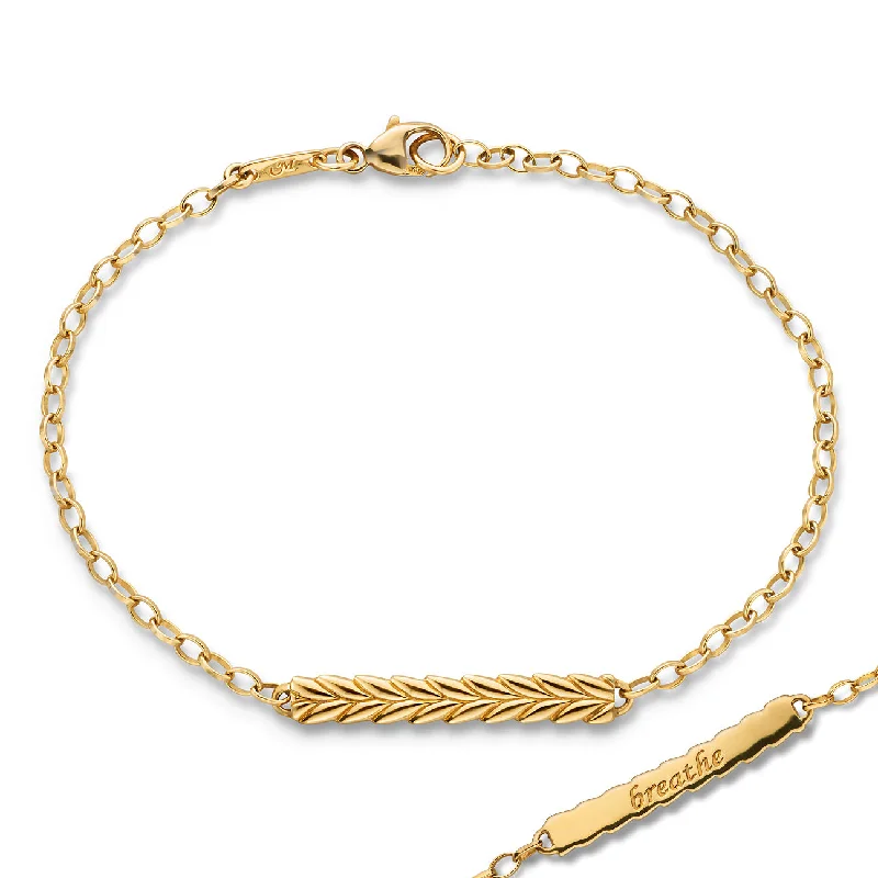 women's bracelets with fashion-forward design -"Breathe" Leaf Poesy 18K Gold Bracelet