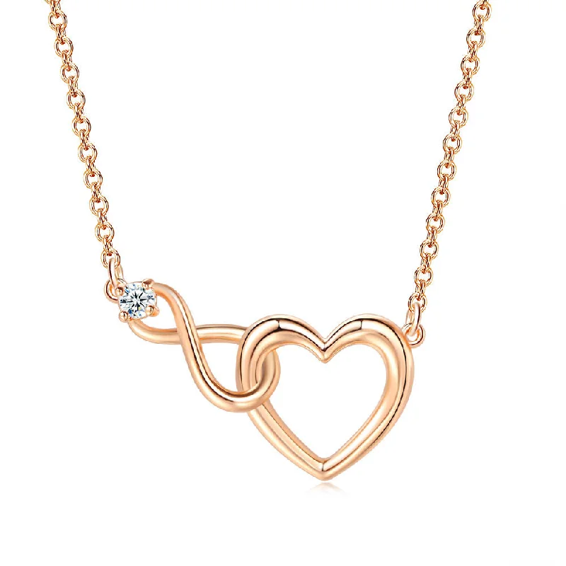 B39 Six-Claw Diamond Rose Gold Necklace