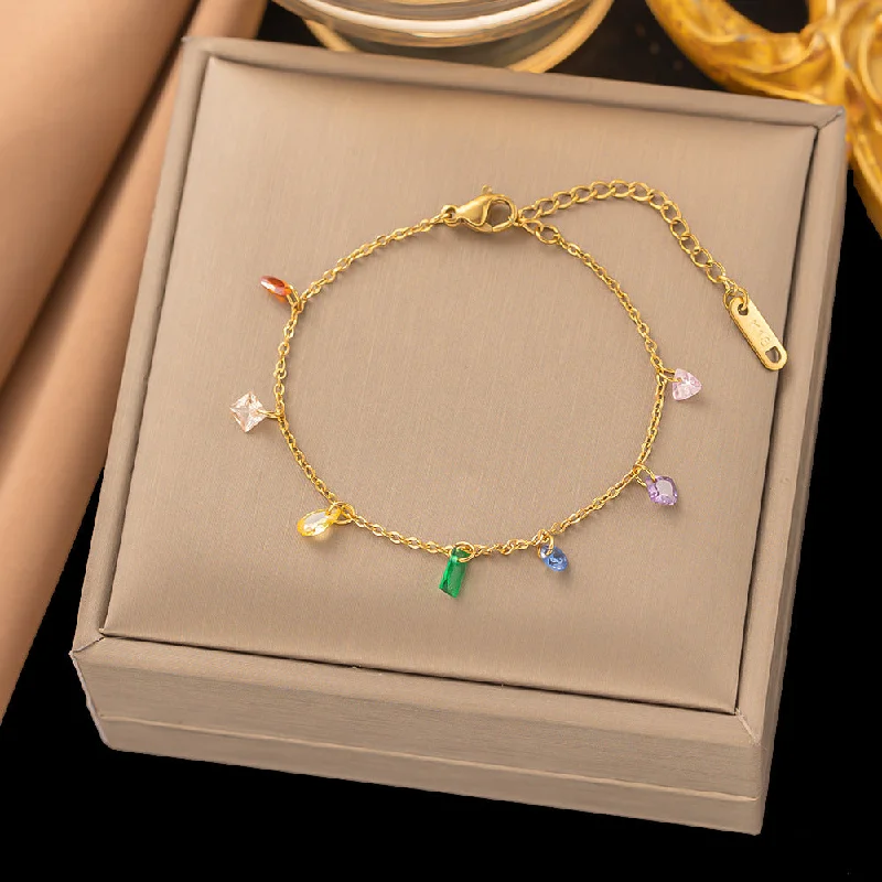 YC [B54] Color Zircon Anklet [Gold]