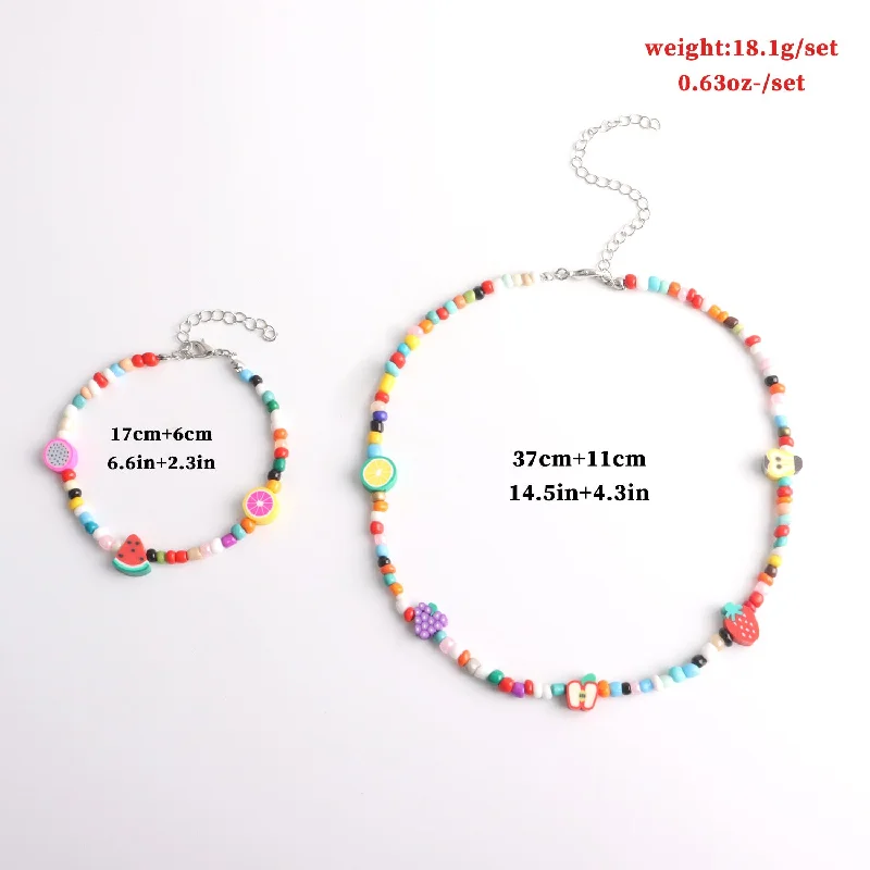 women's bracelets with slim band -Fashion Fruit Beaded Bracelets Necklace