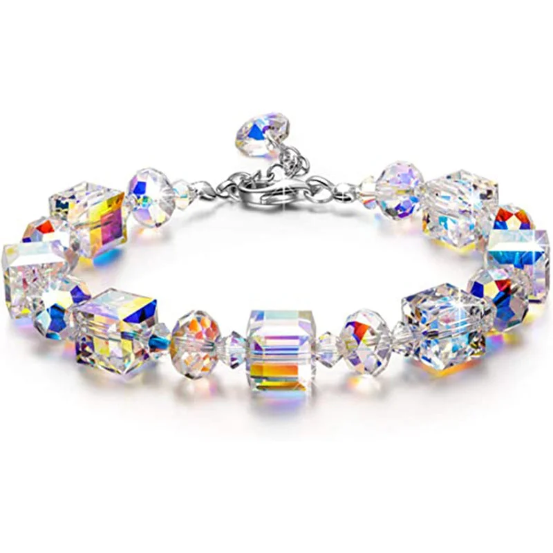 8mm Square Colorful Crystal Bracelet